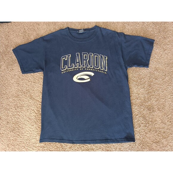 Vintage Clarion University T-Shirt Men's Large Navy Blue Short Sleeve 90s - Picture 1 of 6